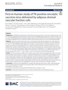 First‑in‑human study of TK‑positive oncolytic vaccinia virus delivered by SVF